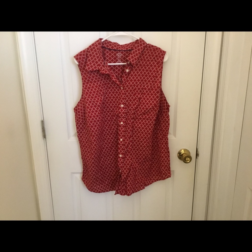 Red Button Down Sleeveless